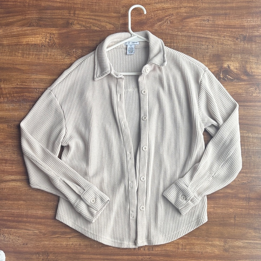 Women's Beige Button Down Shirt